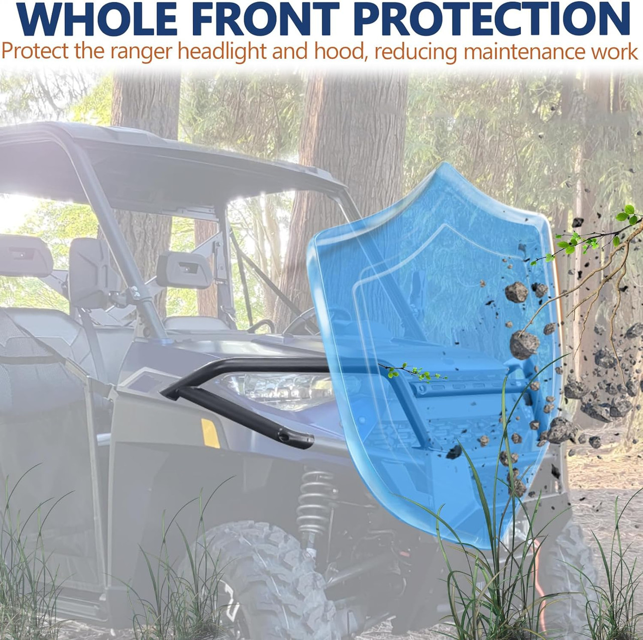 Ranger XP 1000 Front Bumper - StarknightMT Ranger Upper Brush Guard Compatible with 2018-2024 Polaris Ranger 1000/ Ranger XP 1000/Ranger Crew XP 1000 Ranger 1000 XP Accessories（OEM 2882531）