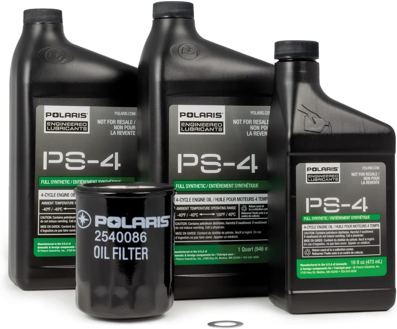 Polaris PS4 Oil Change Kit for Specific RANGER, GENERAL, RZR, ACE 900 XC Models With 4 Stroke Engine, Includes 2.5 Quarts PS-4 5W-50 Full Synthetic Oil, 1 Oil Filter, 1 Washer, UTV SxS ATV - 2879323