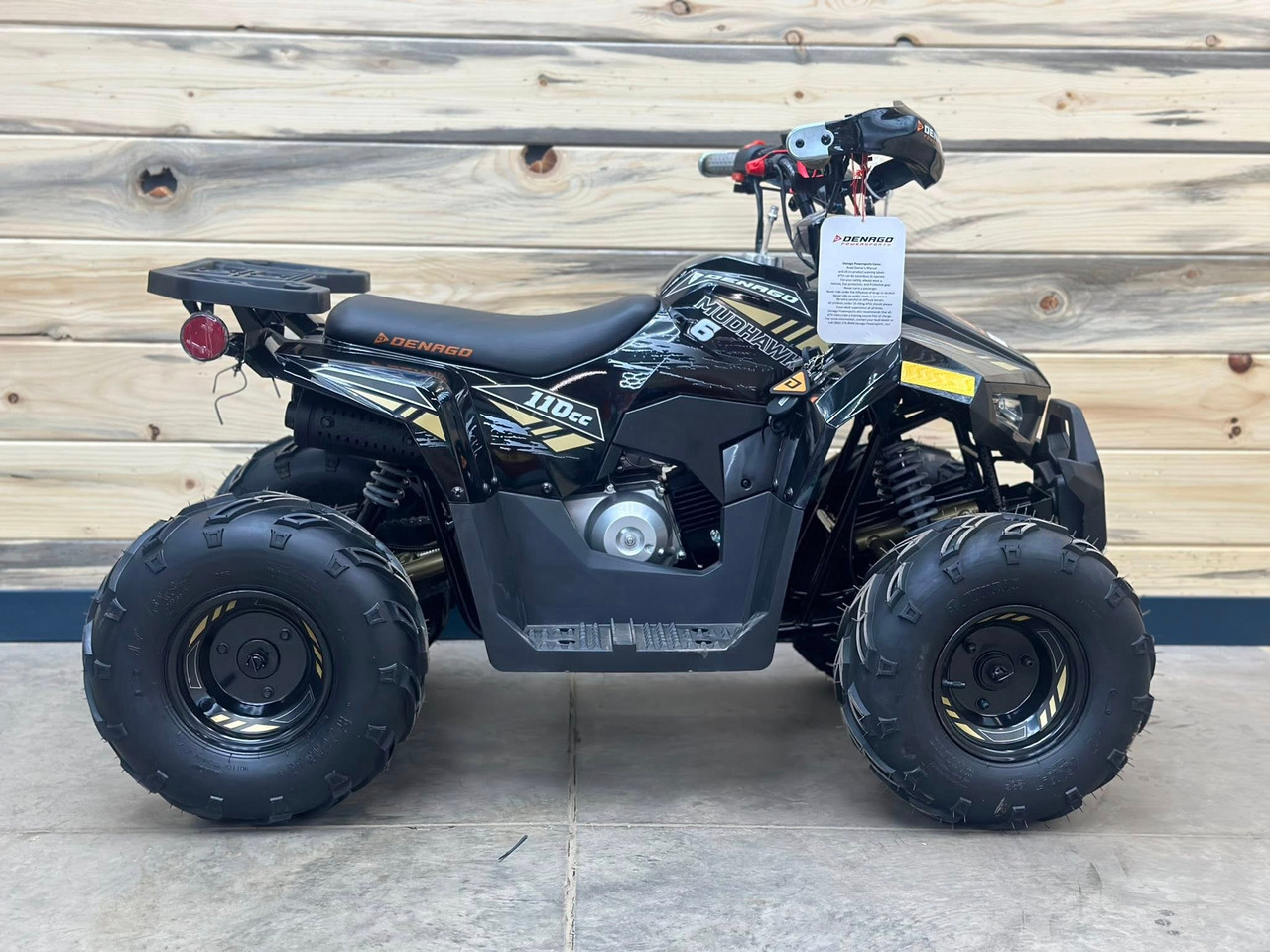“Denago Mudhawk 6 youth ATV Black – kids 4 wheeler with remote shut-off.”