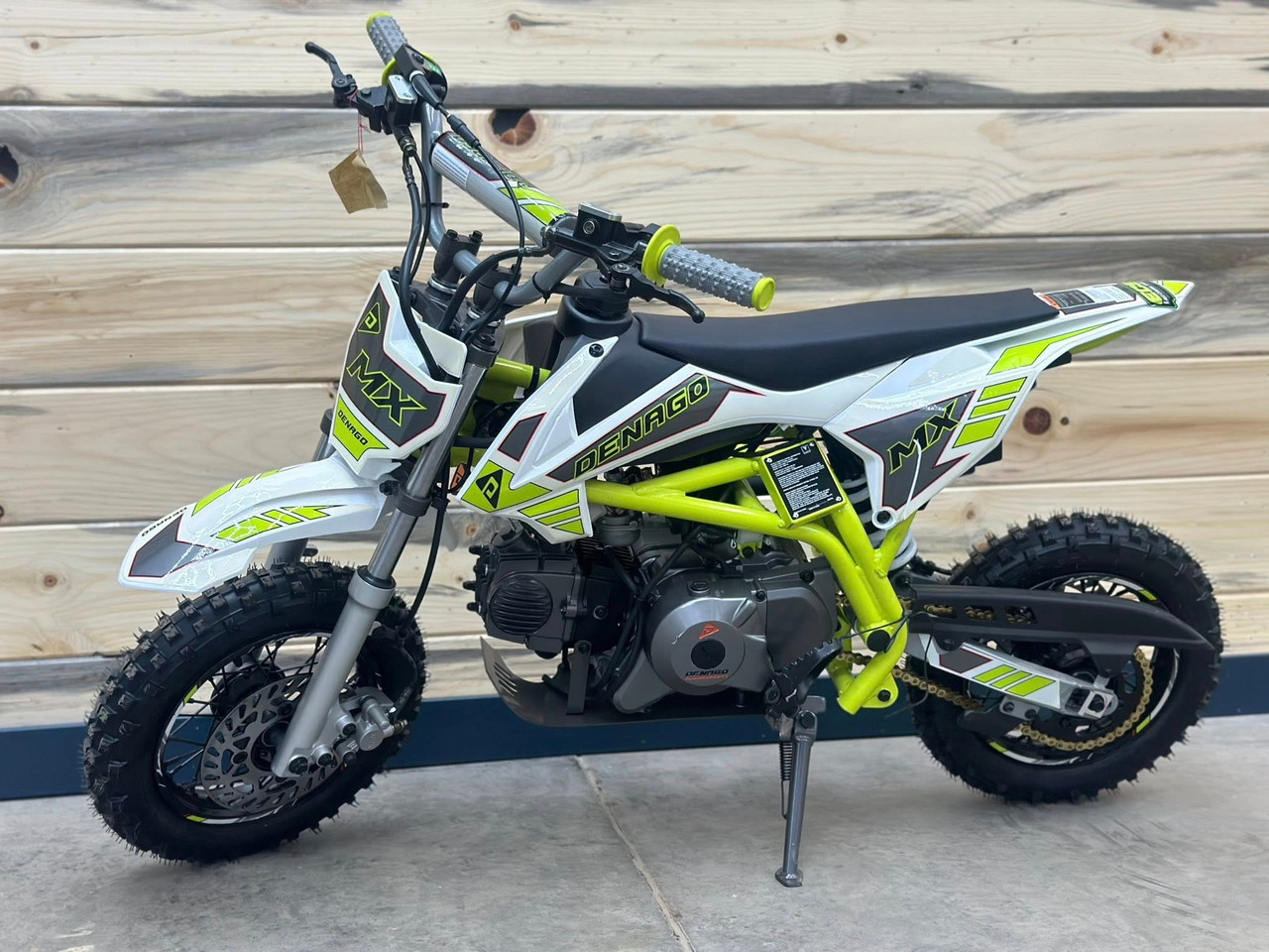 “2026 Denago MX 110cc pit bike lime youth dirt bike – parts & labor warranty”