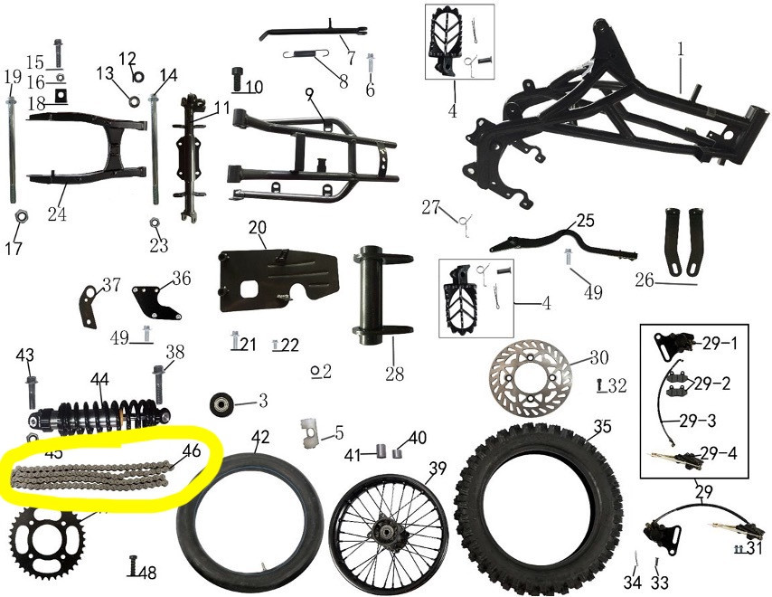 デアリバイク　パーツ Drive Chain for Denago MX2 & MX3 Pit Bikes – OEM Chain Replacement