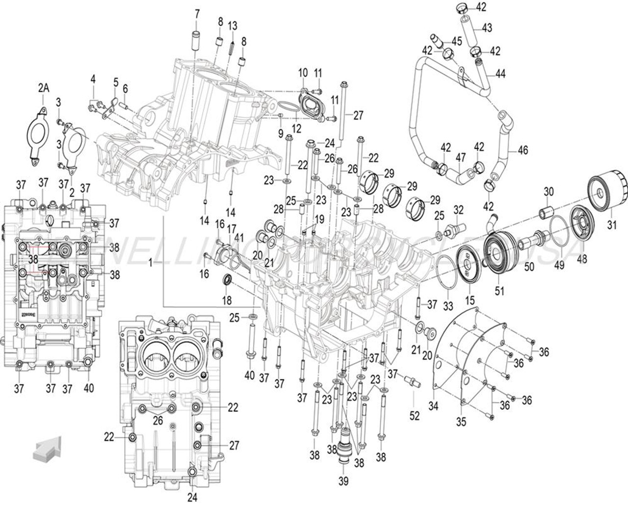 CRANKCASE ASSEMBLY BLACK FOR BENELLI LEONCINO