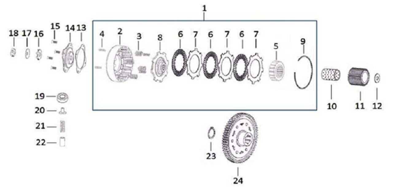 (01/15) COMPLETE CLUTCH (KICKSTARTER ENGINE)