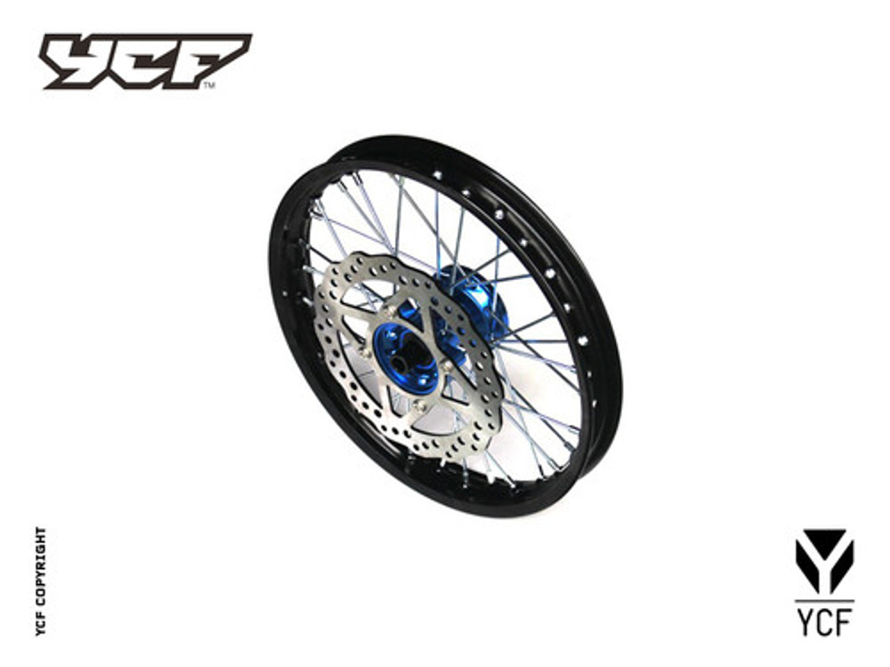 (01) COMPLETE ALUMINUM FRONT WHEEL (1.4"x14")-MULTIPLE COLOR HUBS