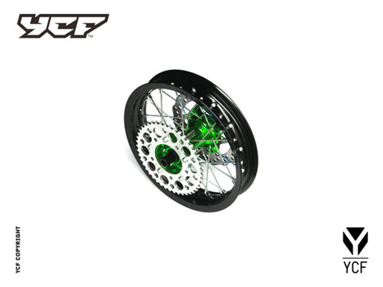 (01) 12" COMPLETE ALUMINUM REAR WHEEL-MULTIPLE COLORS