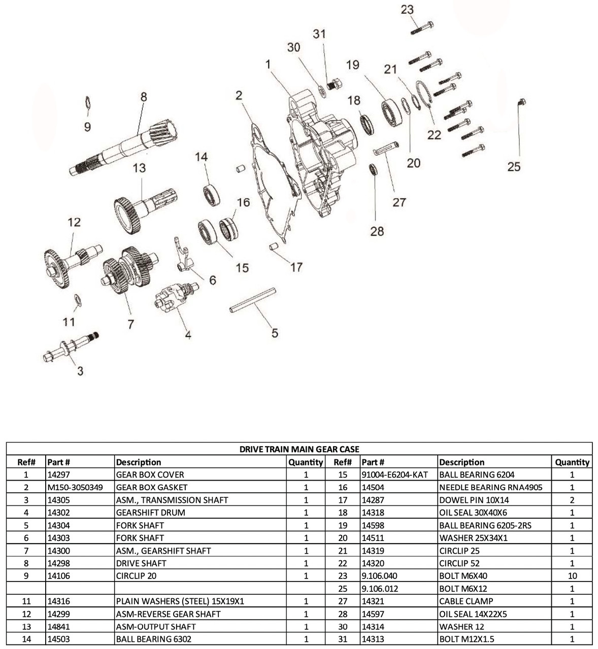 (01) Hammerhead Cover, Transmission Housing WITH Shift Selector Hole for 150cc with F/N/R