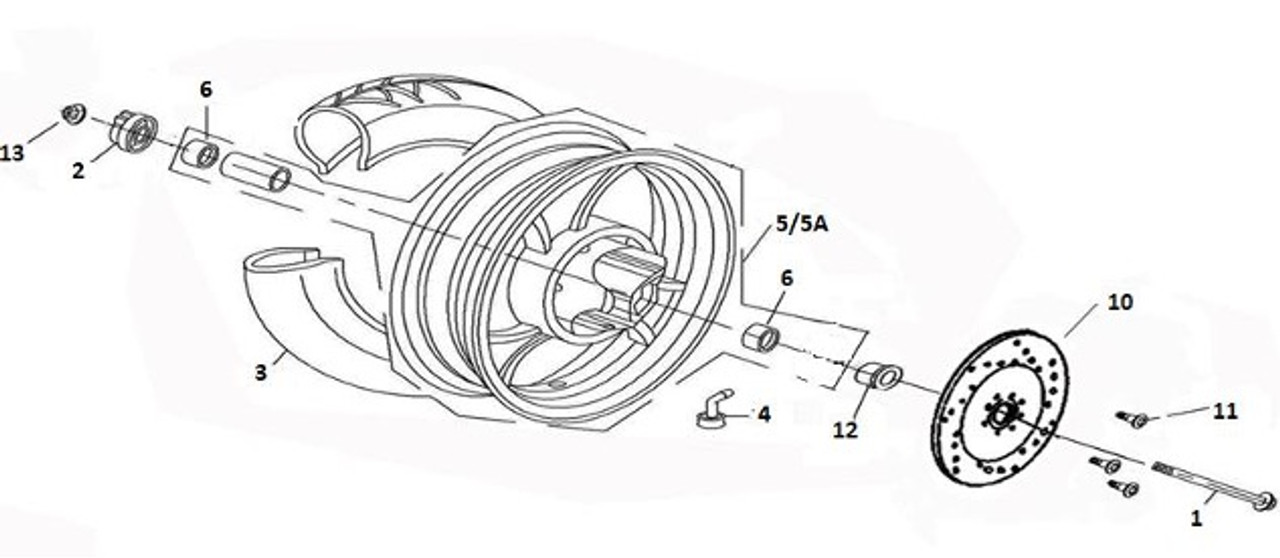 (01) Wolf Rx 50 Front Axle (10mm x 198mm)