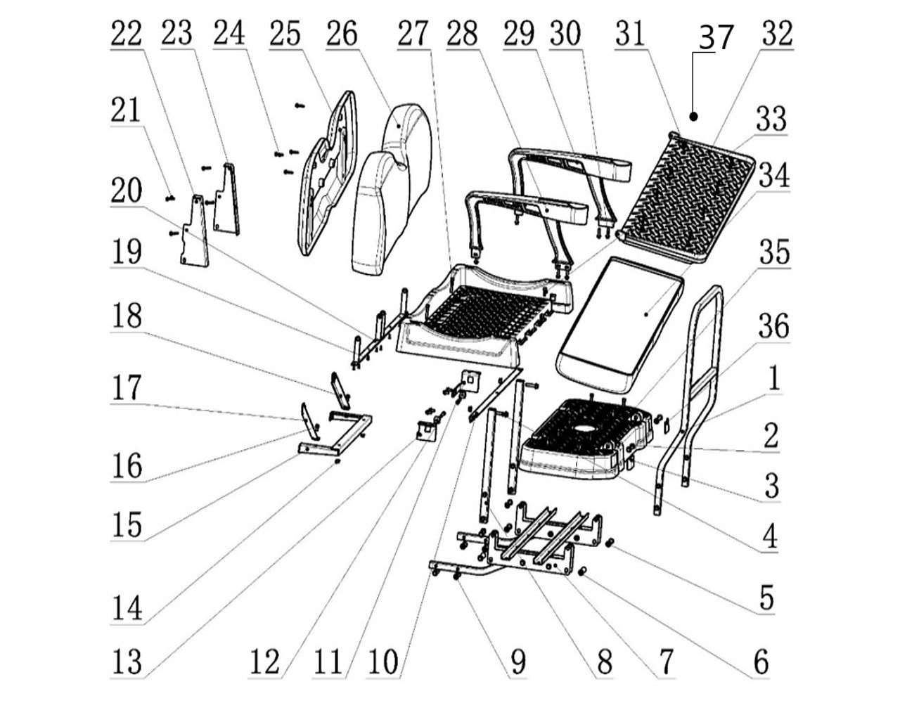 Kandi Kruiser Handrail Of Back Seat, Kandi Kruiser Hexagon flange bolt (M10×1.25×90), Kandi Kruiser Retro-Reflection, Driver, Kandi Kruiser Hex flange bolt (M10×1.25×45), Kandi Kruiser Hexagon flange nut (M10×1.25), Kandi Kruiser Hex flange bolt (M10×1.25×70), Kandi Kruiser Footboard Stringer Assembly, Kandi Kruiser Back-Beam Crutch Of Rear Seat, Kandi Kruiser Hex flange bolt (M10×1.25×50), Kandi Kruiser Back-Beam Of Rear Seat, Kandi Kruiser Armrest Of Back Seat Bracket, Passenger