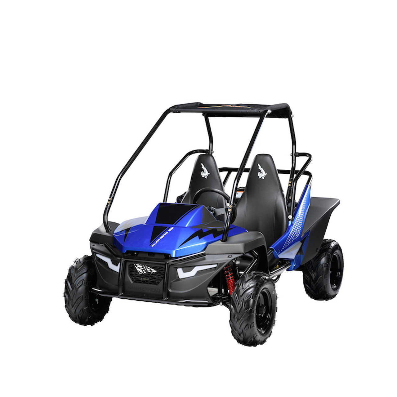 The Hammerhead Mudhead SE is our newest addition to the youth segment. Designed to be the most reliable and stylish youth go-kart available on the market, the SE will be your kid’s dream come true.  Available in six colors, the Mudhead SE comes equipped with reverse and a 208cc (6.5 HP) LCT electric-start engine utilizing a manual choke for all-weather starting.  Other standard features include ROPS, LED headlights, throttle limiter and an upgraded plastic body with steel bumper