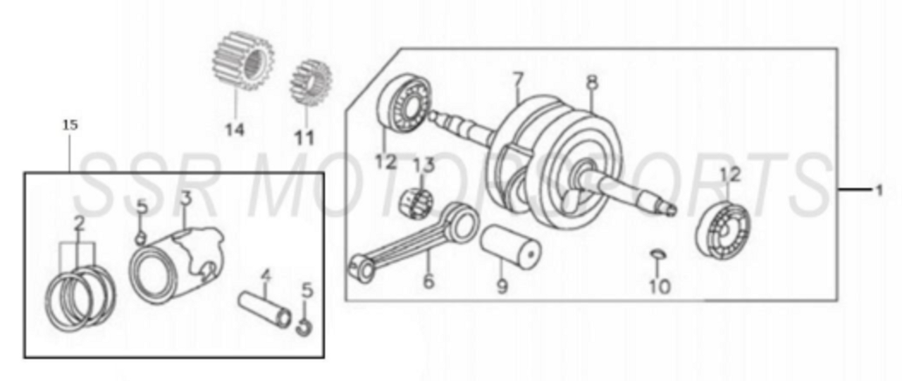 Piston & Ring Kit SSR TR140/SSR TR140BW