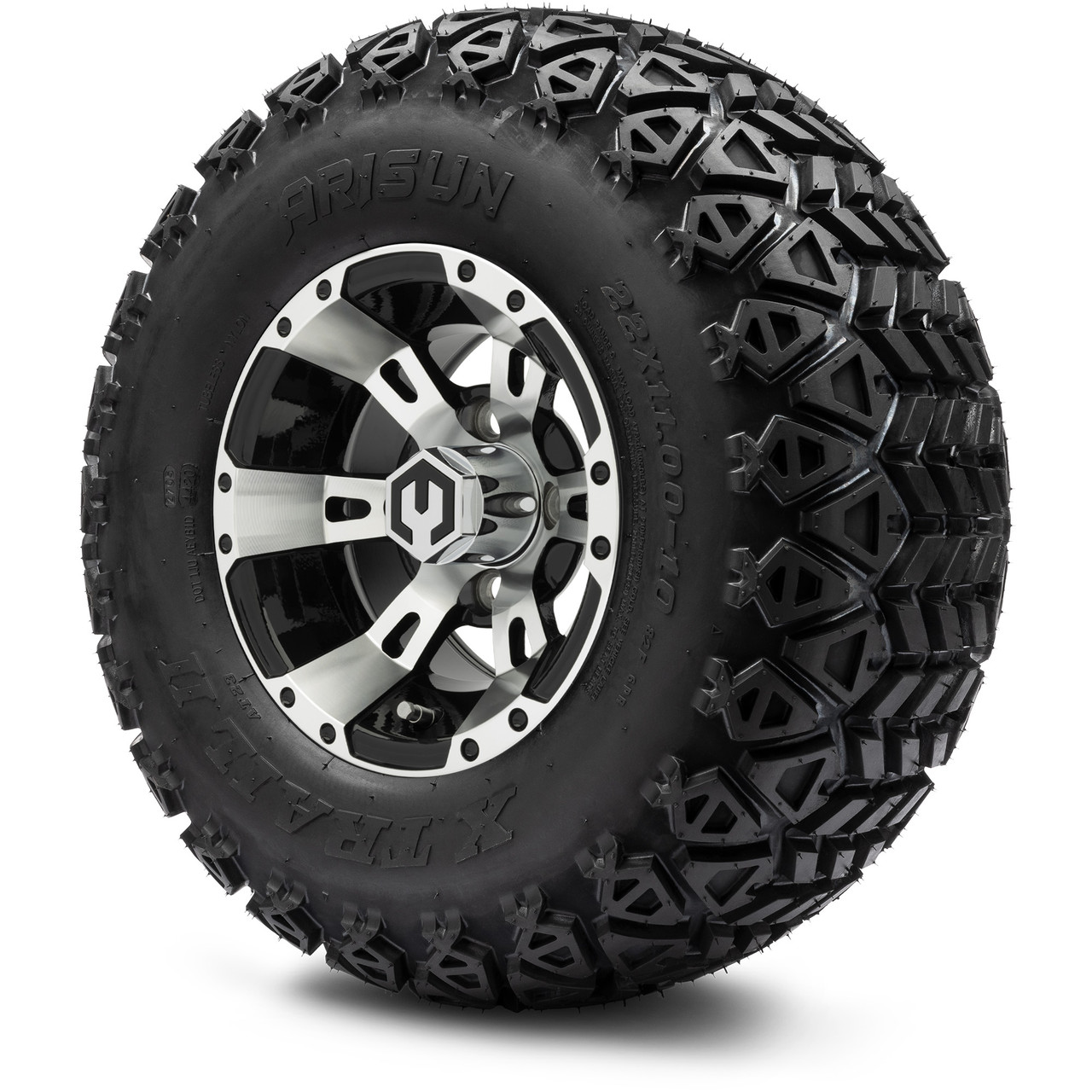 MODZ 10" Ambush Machined Black Wheels & OffRoad Tires Combo