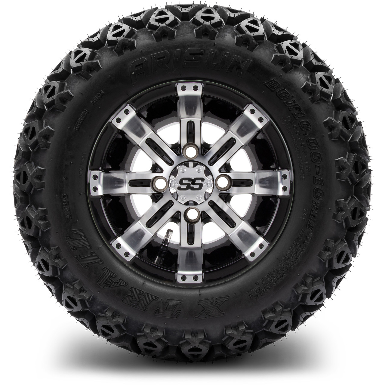 MODZ 10" Tempest Machined Black Wheels & Off-Road Tires Combo