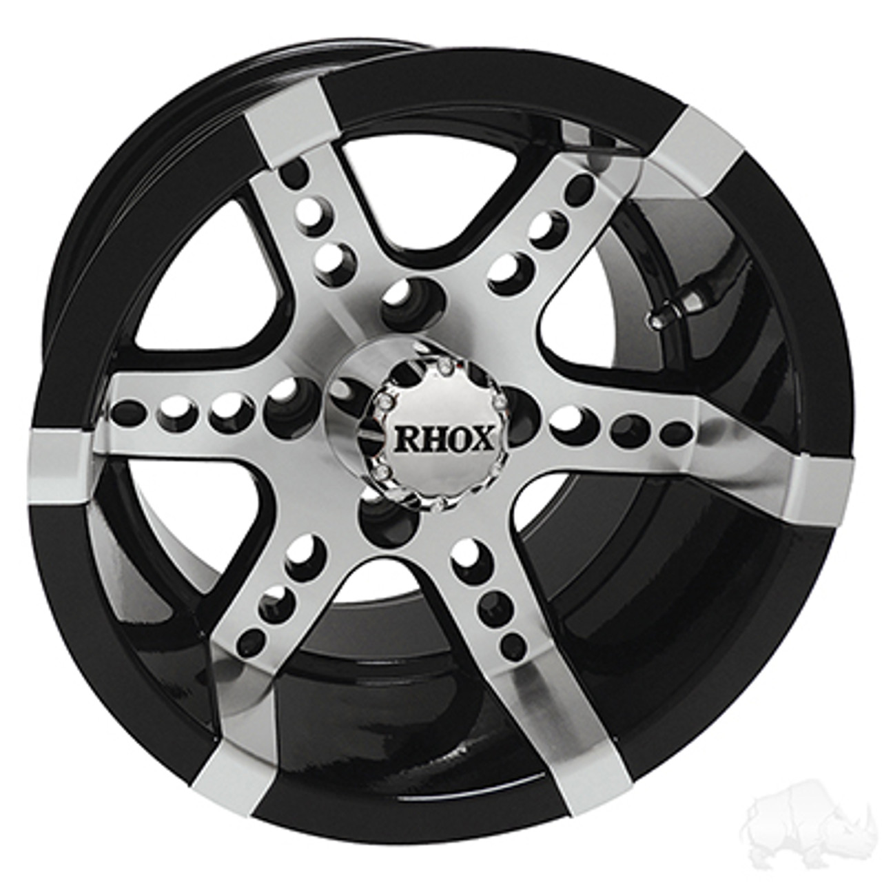 RHOX RX260, Machined w/ Black w/ Center Cap, 14x7 ET-25