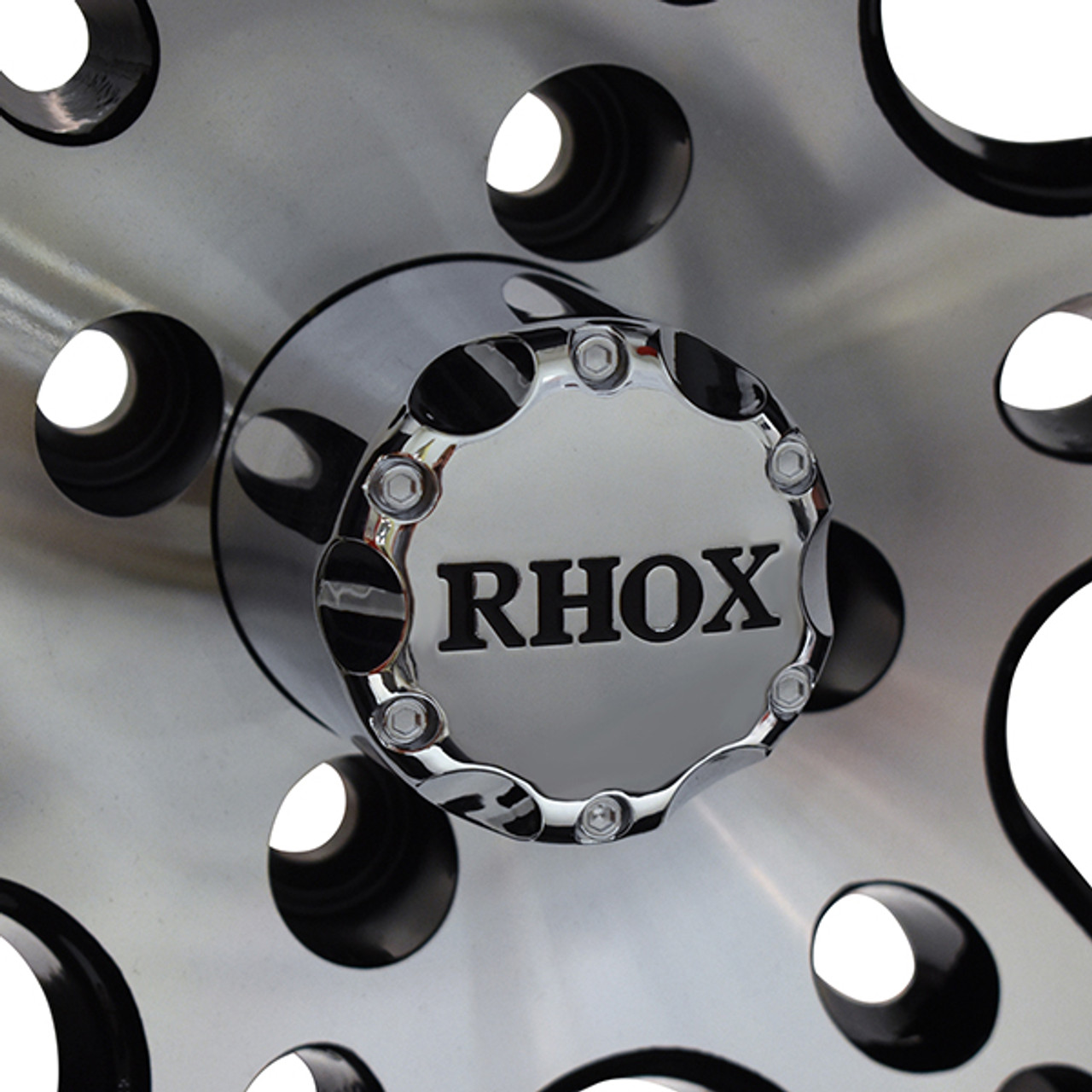 RHOX RX260, Machined w/ Black w/ Center Cap, 14x7 ET-25