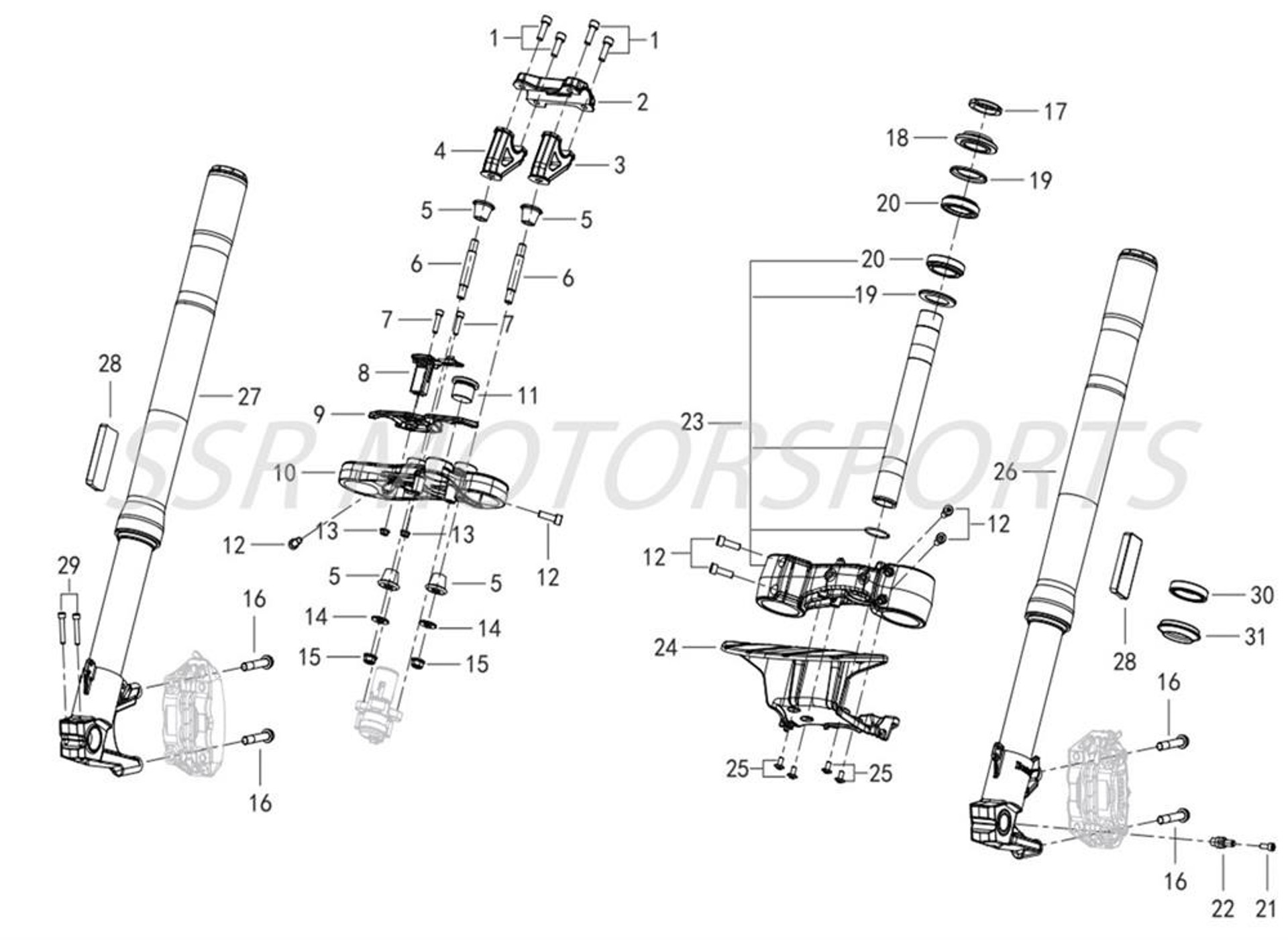 Front Right Fork Assembly for QJ SRT750X