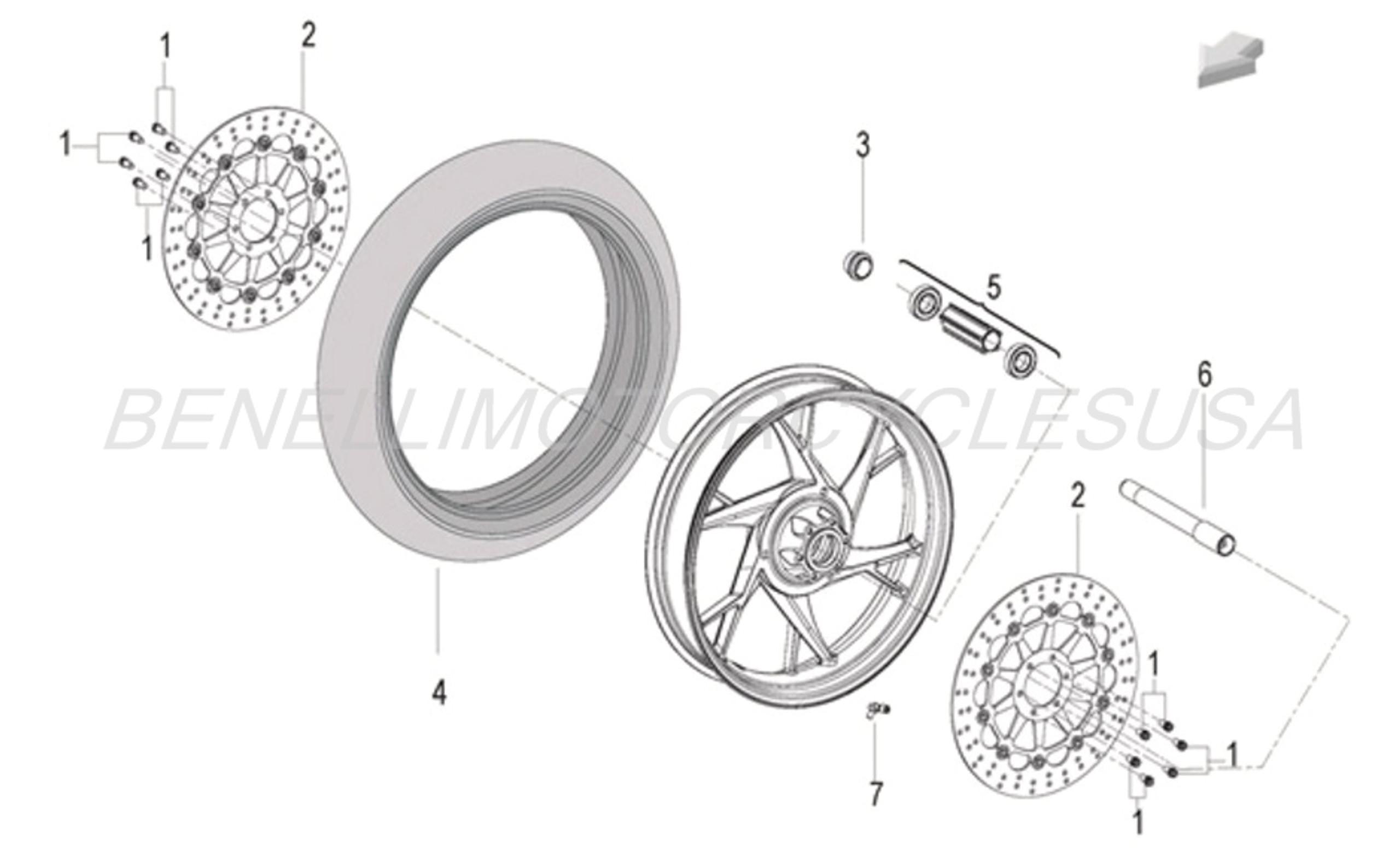 FRONT WHEEL ASSEMBLY GRAY FOR BENELI TNT600 East Central Sports