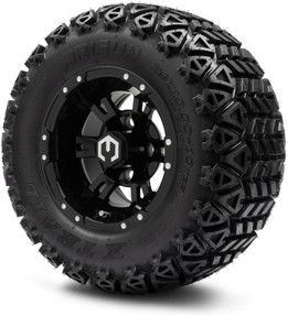MODZ Ambush Glossy Black 10" Golf Cart Wheels and Arisun X-Trail (20x10-10) All-Terrain Golf Cart Tires Combo - Set of 4 MODZ Ambush Glossy Black 10" Golf Cart Wheels and Arisun X-Trail (20x10-10) All-Terrain Golf Cart Tires Combo - Set of 4