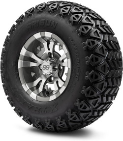 MODZ Vampire Gunmetal 10" Golf Cart Wheels and Arisun X-Trail (22x11-10) All-Terrain Golf Cart Tires Combo - Set of 4 MODZ Vampire Gunmetal 10" Golf Cart Wheels and Arisun X-Trail (22x11-10) All-Terrain Golf Cart Tires Combo - Set of 4