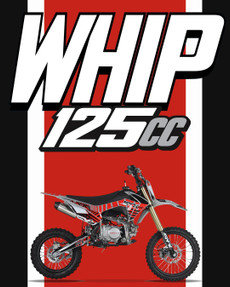 The image showcases the SYX MotoPro WHIP PAD125-3 125cc Pit Bike in one of its three available color options. The bike features a sleek design with upgraded graphics and plastics, highlighting its modern and aggressive look. The anodized hydraulic front fork and coil spring rear shock absorber are visible, emphasizing the bike's advanced suspension system. The heavy-duty black steel rims with off-road tires and hydraulic disc brakes are prominently displayed, showcasing the bike's durability and safety features. The handlebar with a built-in hour meter and the SY-Forged triple clamp add to the bike's premium feel. Overall, the image captures the essence of a high-performance, stylish, and durable pit bike ready for any off-road adventure. The image showcases the SYX MotoPro WHIP PAD125-3 125cc Pit Bike in one of its three available color options. The bike features a sleek design with upgraded graphics and plastics, highlighting its modern and aggressive look. The anodized hydraulic front fork and coil spring rear shock absorber are visible, emphasizing the bike's advanced suspension system. The heavy-duty black steel rims with off-road tires and hydraulic disc brakes are prominently displayed, showcasing the bike's durability and safety features. The handlebar with a built-in hour meter and the SY-Forged triple clamp add to the bike's premium feel. Overall, the image captures the essence of a high-performance, stylish, and durable pit bike ready for any off-road adventure.