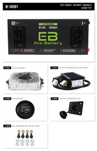 Eco Lithium Battery Complete Bundle for EZGO TXT 51V 105Ah - Skinny Eco Lithium Battery Complete Bundle for EZGO TXT 51V 105Ah - Skinny