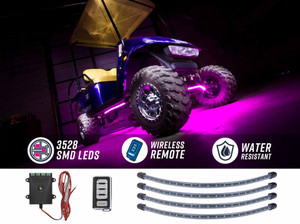 4pc Pink LED Golf Cart Underbody Lighting Kit 4pc Pink LED Golf Cart Underbody Lighting Kit