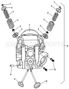 Cylinder Head Assembly with Valves for SSR Bison 400 (Free Shipping) Cylinder Head Assembly with Valves for SSR Bison 400 (Free Shipping)