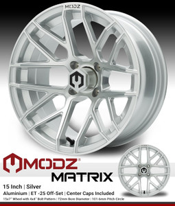 MODZ® Matrix Silver 15" Golf Cart Wheel