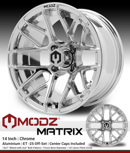 MODZ® Matrix Chrome 14" Golf Cart Wheel