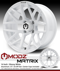MODZ® Matrix White 14" Golf Cart Wheel