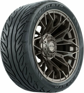 GTW 14 Inch Golf Cart Wheels and Tires Combo | GTW Stellar Matte Bronze Wheels on 205/40-R14 (21") Fusion GTR Steel Belted Radial Street Tires | Set of 4 GTW 14 Inch Golf Cart Wheels and Tires Combo | GTW Stellar Matte Bronze Wheels on 205/40-R14 (21") Fusion GTR Steel Belted Radial Street Tires | Set of 4