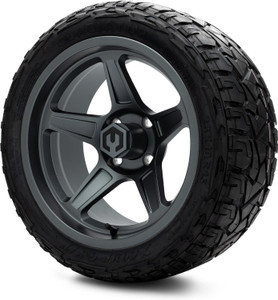 MODZ® Drift Gunmetal 15" Golf Cart Wheels and X-Comp Gladiator (23x10-R15) DOT Steel-Belted Radial Golf Cart Tires Combo - Set of 4