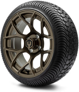 MODZ® Renegade Matte Bronze 14" Golf Cart Wheels and Arisun Cruze (205/30-14) Low Profile DOT Golf Cart Tires Combo - Set of 4