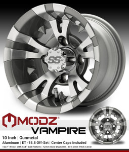MODZ® Vampire Gunmetal 10" Golf Cart Wheel