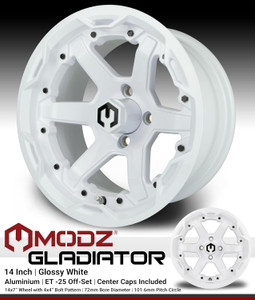 MODZ® Gladiator Glossy White 14" Golf Cart Wheel