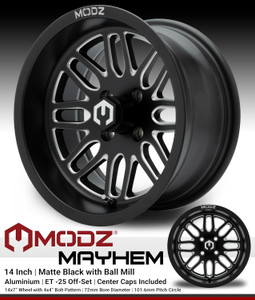 MODZ® Mayhem Matte Black 14" Golf Cart Wheel