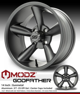 MODZ® Godfather Gunmetal 14" Golf Cart Wheel