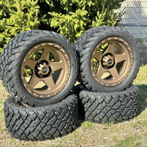 14" Bronze Golf Cart Wheels/Tires 23x10-14 With Trendy All Terrain & Street Tread/DOT Certified, Quiet and Smooth Ride, Compatable with EZGO/Club Car/YMH. 5" or 6" Lift Kit Required 14" Bronze Golf Cart Wheels/Tires 23x10-14 With Trendy All Terrain & Street Tread/DOT Certified, Quiet and Smooth Ride, Compatable with EZGO/Club Car/YMH. 5" or 6" Lift Kit Required