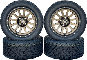 14" Black Lip Bronze Golf Cart Wheels/Tires 23x10-14 All Terrain/Street Use Tire/DOT Certified, Compatable W/EZGO/Club Car/YMH, Quiet Smooth Ride, Lift Kit Required. 14" Black Lip Bronze Golf Cart Wheels/Tires 23x10-14 All Terrain/Street Use Tire/DOT Certified, Compatable W/EZGO/Club Car/YMH, Quiet Smooth Ride, Lift Kit Required.