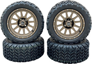 14" Bronze Cascade Golf Cart Wheels & Tires 23x10-14 All Terrain, DOT Certified, Compatible With EZGO/Club Car/Yamaha, 5"or 6" Lift Kit Required