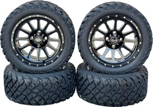 14" Black Milled Sopke Cascade Golf Cart Wheels & Tires 23x10-14 All Terrain/Street Use Tire/DOT Certified, Compatable W/EZGO/Club Car/YMH, Quiet Smooth Ride, Lift Kit Required. 14" Black Milled Sopke Cascade Golf Cart Wheels & Tires 23x10-14 All Terrain/Street Use Tire/DOT Certified, Compatable W/EZGO/Club Car/YMH, Quiet Smooth Ride, Lift Kit Required.