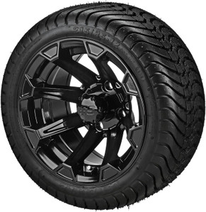 12" Viking Gloss Black on 215/35-12 LSI Elite Tires (Set of 4), Fits Club Car & EZGo Carts, Golf Cart Tires and Wheels Combo
