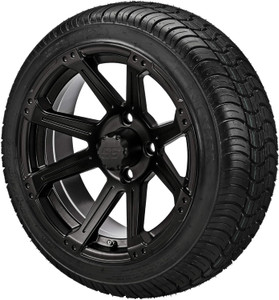14" Rampage Matte Black on 205/30-14 LSI Elite Tires (Set of 4), Fits Club Car & EZGo Carts, Golf Cart Tires and Wheels Combo