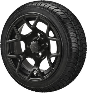 14" Ninja Matte Black on 205/30-14 LSI Elite Tires (Set of 4), Fits Club Car & EZGo Carts, Golf Cart Tires and Wheels Combo