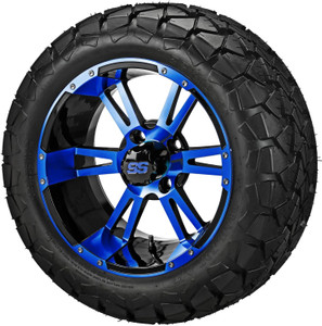 14" Raptor Black/Blue on 22x10-14 Trail Fox A/T Tires (Set of 4), Fits Club Car & EZGo carts, Golf Cart Tires and Wheels Combo, Can be Used on Lawn Mowers and ATV's 14" Raptor Black/Blue on 22x10-14 Trail Fox A/T Tires (Set of 4), Fits Club Car & EZGo carts, Golf Cart Tires and Wheels Combo, Can be Used on Lawn Mowers and ATV's