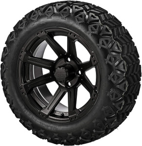 14" Rampage Matte Black on 23x10-14 Black Trail Tires (Set of 4), Fits Club Car & EZGo Carts, Golf Cart Tires and Wheels Combo, Can be Used on Lawn Mowers and ATV's