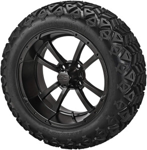 15" Maltese Cross Matte Black on 23x10-15 Black Trail Tires (Set of 4) fits Standard Lug Nuts