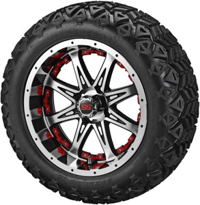 15" Revenge Black/Mchn on 23x10-15 Black Trail w/Red Inserts (Set of 4)