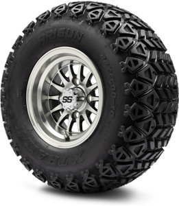 MODZ® Medusa Machined Black 10" Golf Cart Wheels and Arisun X-Trail (22x11-10) All-Terrain Golf Cart Tires Combo - Set of 4