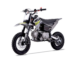 Thumpstar TSK 90cc mini bike, featuring its sleek mini stealth plastics, compact frame, and bold design. The bike is displayed in an action-ready stance, highlighting its inverted front suspension, oversized disc brakes, and Pipe Bomb muffler. The wrap-around frame and waterproof wiring are subtly visible, emphasizing the bike’s durability. The image also highlights the adjustable throttle limiter and emergency lanyard kill switch, key safety features for junior riders. Thumpstar TSK 90cc mini bike, featuring its sleek mini stealth plastics, compact frame, and bold design. The bike is displayed in an action-ready stance, highlighting its inverted front suspension, oversized disc brakes, and Pipe Bomb muffler. The wrap-around frame and waterproof wiring are subtly visible, emphasizing the bike’s durability. The image also highlights the adjustable throttle limiter and emergency lanyard kill switch, key safety features for junior riders.