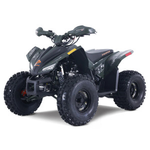 Denago Trailhawk 10FI Matte Green Edition Youth ATV – A powerful 120cc fuel-injected 4-stroke quad for kids aged 10 and up, featuring dual A-arm suspension, electric start, LED lights, reverse gear, and remote safety shut-off. Rugged design with color-matched handguards and full floorboards, perfect for off-road youth adventures. Denago Trailhawk 10FI Matte Green Edition Youth ATV – A powerful 120cc fuel-injected 4-stroke quad for kids aged 10 and up, featuring dual A-arm suspension, electric start, LED lights, reverse gear, and remote safety shut-off. Rugged design with color-matched handguards and full floorboards, perfect for off-road youth adventures.
